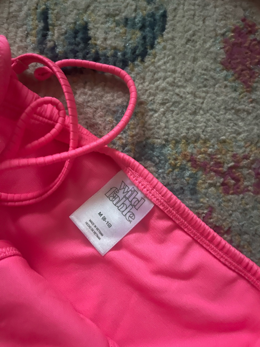 wild fable Neon Pink Ribbed String Bikini Set - Picture 2 of 3